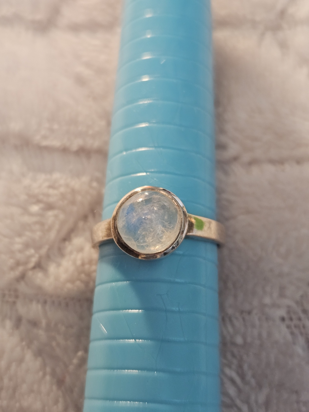 Sterling Silver Moonstone Solitaire Ring in Light Blue